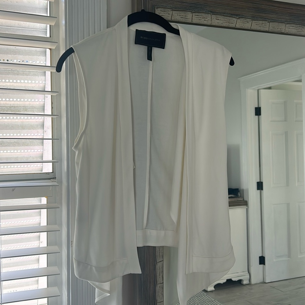BCBGMaxazria Ryland Drape Front Vest in Off White